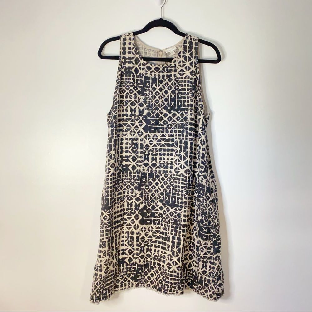 Garnet Hill 100% Linen Abstract Print Mini Dress Size 12